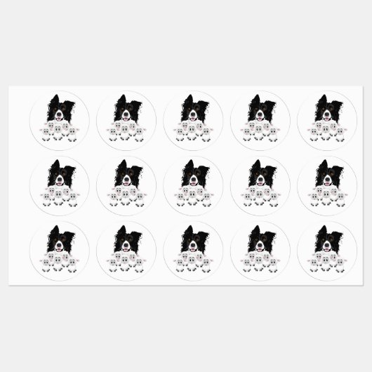 Niedlicher Hund und Schafe Etiketten (Blatt)