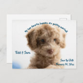 Niedlicher Hund und seine Menschen Ankündigung Dat Postkarte (Vorne/Hinten)