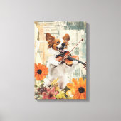Niedlicher Hund Violine spielen Leinwanddruck (Vorderseite)