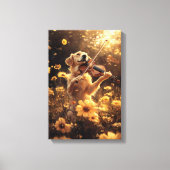 Niedlicher Hund Violine spielen Leinwanddruck (Vorderseite)