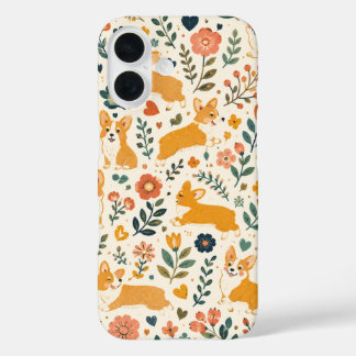 Niedlicher Hund Volks Kunst Whimsical Hand iPhone 16 Hülle