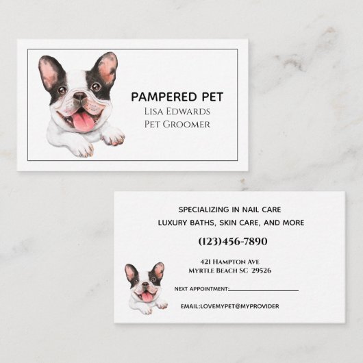 Niedlicher Hund wächst in der Weißen Wirtschaft Terminkarte (Vorne/Hinten)