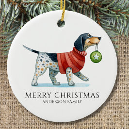Niedlicher Hund Wasserfarben Weihnachten Keramik Ornament