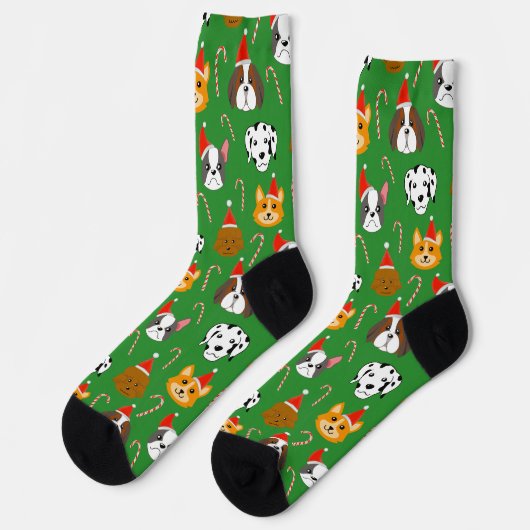 Niedlicher Hund Weihnachten Gemustert Socken (Linkes Detail)