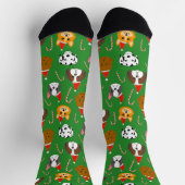 Niedlicher Hund Weihnachten Gemustert Socken (Oben)