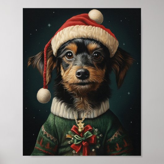 Niedlicher Hund Weihnachten Kunst: Adorable Holida Poster (Vorne)