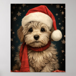 Niedlicher Hund Weihnachten Kunst: Adorable Holida Poster