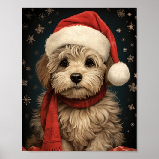 Niedlicher Hund Weihnachten Kunst: Adorable Holida Poster (Vorne)