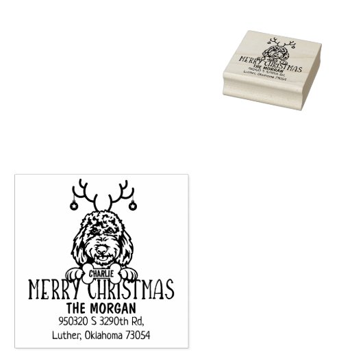 Niedlicher Hund Weihnachten Rücksendeadresse Gummistempel (Stempel)