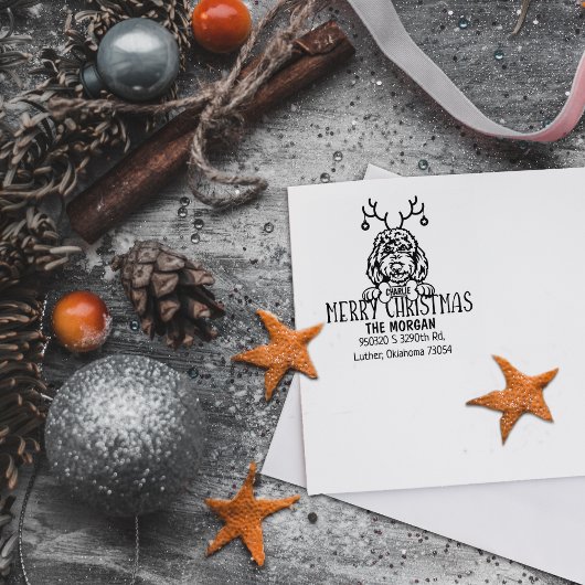 Niedlicher Hund Weihnachten Rücksendeadresse Gummistempel