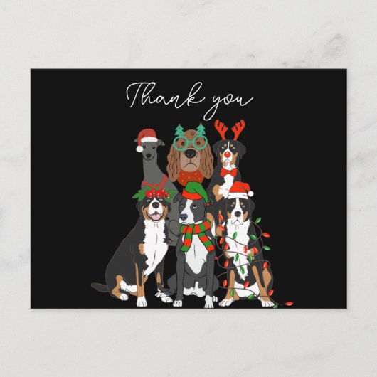 Niedlicher Hund Weihnachten vielen Dank Holiday Po Postkarte (Vorderseite)