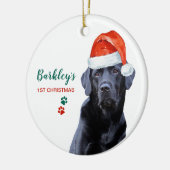 Niedlicher Hund Weihnachten Weihnachtshund Haustie Keramik Ornament (Links)