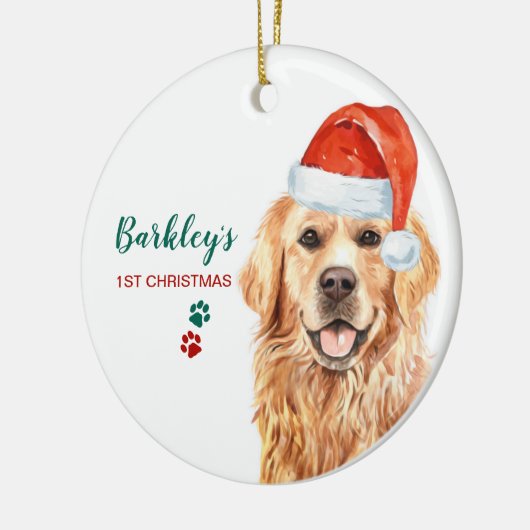 Niedlicher Hund Weihnachten Weihnachtsmann Hund Ha Keramik Ornament (Links)