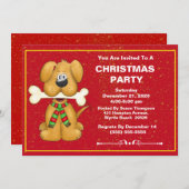 Niedlicher Hund Weihnachts-Party Einladung (Vorne/Hinten)