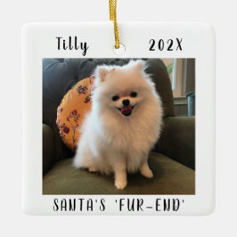 Niedlicher Hund Weihnachts-Sake Zwei-Seiten-Pet-Fo Keramikornament