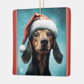 Niedlicher Hund Weihnachtsmannmütze Dackel Weihnac Keramikornament (Links)