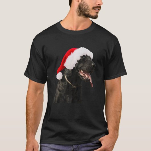 Niedlicher Hund Weihnachtsmannmütze Weihnachten La T-Shirt (Vorderseite)