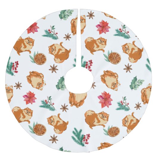 Niedlicher Hund Weihnachtsrock Polyester Weihnachtsbaumdecke (Vorderseite)