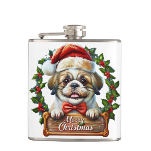 Niedlicher Hund Weihnachtsschmuck - Frohe Weihnach Flachmann