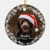 Niedlicher Hund Welpe Haustier Erstes Foto Schneef Keramik Ornament (Vorne)