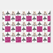 Niedlicher Hund Welpe Haustier Foto Lila Weihnacht Geschenkpapier Set (Vorderseite 2)