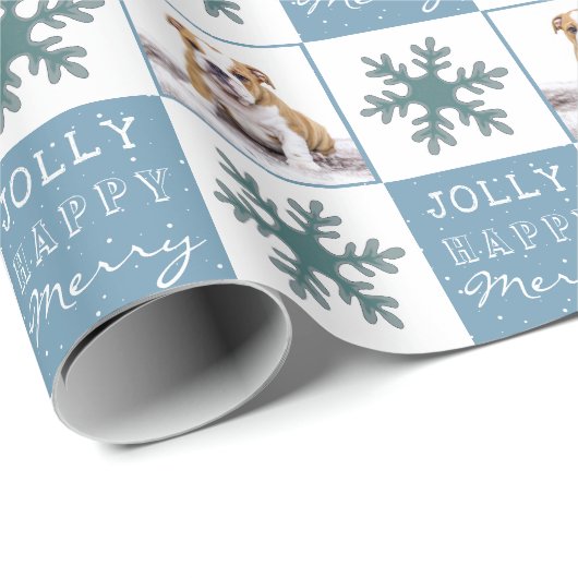 Niedlicher Hund Welpe Haustier Foto Schneeflocke W Geschenkpapier (Rolleneckpunkt)