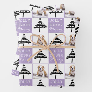 Niedlicher Hund Welpe Haustier Foto Weihnachtsbaum Geschenkpapier Set