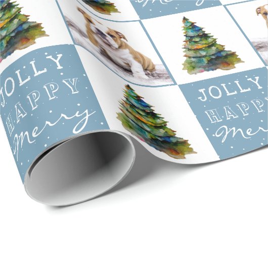 Niedlicher Hund Welpe Haustier Weihnachtsbaum Wass Geschenkpapier (Rolleneckpunkt)