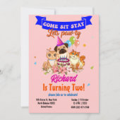 Niedlicher Hund Welpe-Kind-Geburtstagsparty Einladung (Vorderseite)