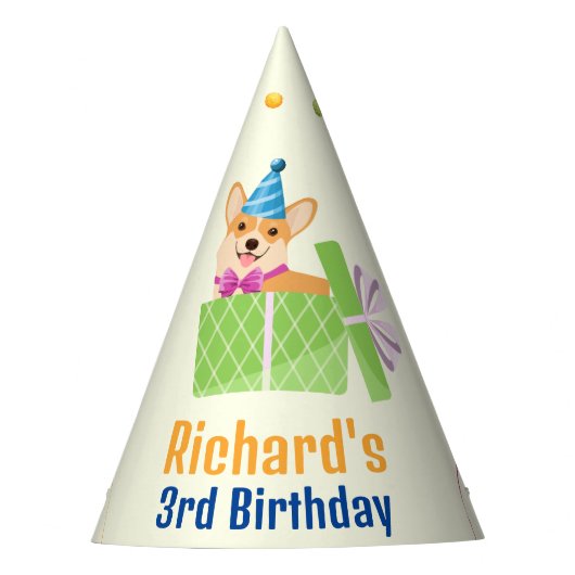 Niedlicher Hund Welpe-Kind-Geburtstagsparty Partyhütchen (Vorderseite)