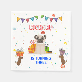 Niedlicher Hund Welpe-Kind-Geburtstagsparty Serviette