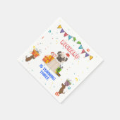 Niedlicher Hund Welpe-Kind-Geburtstagsparty Serviette (Ecke)