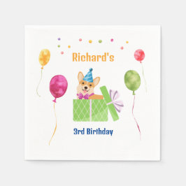 Niedlicher Hund Welpe-Kind-Geburtstagsparty Serviette