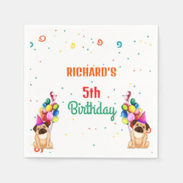 Niedlicher Hund Welpe-Kind-Geburtstagsparty Serviette