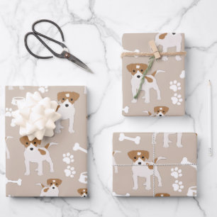 Niedlicher Hund Welpe Paw Druckmuster Geschenkpapier Set