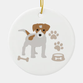 Niedlicher Hund Welpe Paw Druckmuster Keramik Ornament
