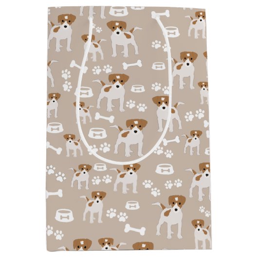 Niedlicher Hund Welpe Paw Druckmuster Mittlere Geschenktüte (Vorderseite)