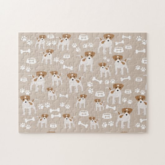 Niedlicher Hund Welpe Paw Druckmuster Puzzle (Horizontal)