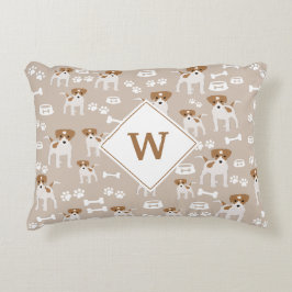 Niedlicher Hund Welpe Paw Prints Muster Monogramm Dekokissen