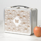 Niedlicher Hund Welpe Paw Prints Muster Monogramm Metall Brotdose (Beispiel)