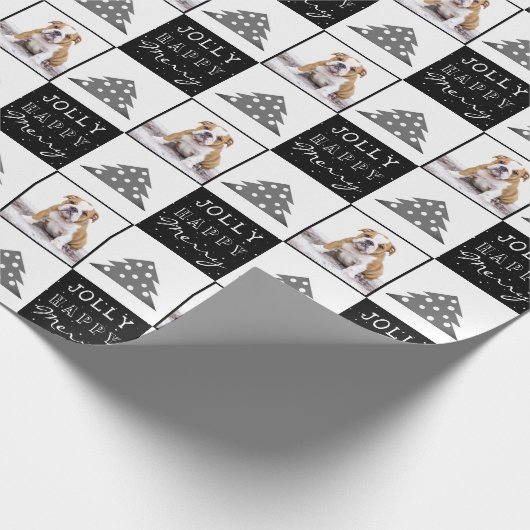 Niedlicher Hund Welpe Pet Merry Black Christmas Tr Geschenkpapier (Ecke)