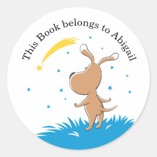 Niedlicher Hund Welpe Shooting Star Starry Sky Buc Runder Aufkleber