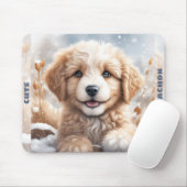 Niedlicher Hund Welpe Winterschnee Individuelle Na Mousepad (Mit Mouse)