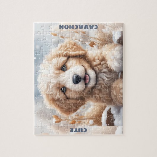 Niedlicher Hund Welpe Winterschnee Individuelle Na Puzzle (Vertikal)
