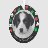 Niedlicher Hund Welpen Erster Weihnachtsaufdruck R Ornament (Vorderseite)
