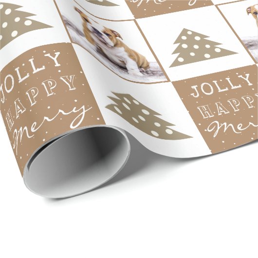 Niedlicher Hund Welpen Typografie Weihnachtsbaum F Geschenkpapier (Rolleneckpunkt)