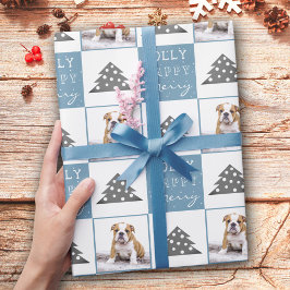 Niedlicher Hund Welpen Typografie Weihnachtsbaum F Geschenkpapier