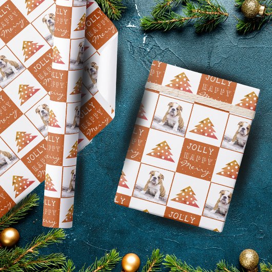 Niedlicher Hund Welpen Typografie Weihnachtsbaum F Geschenkpapier