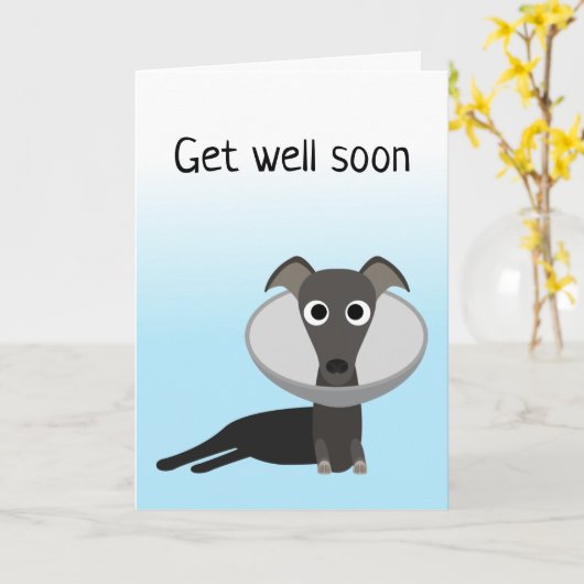 Niedlicher Hund wird bald gut Karte (Gelbe Blume)