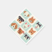 Niedlicher Hund züchtet hellblaues Muster Serviette (Ecke)